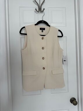 Rafaella Cream Sleeveless Button Vest